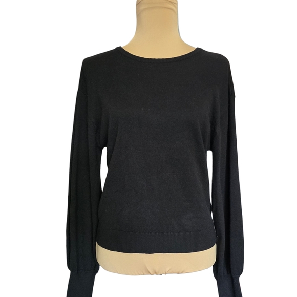 Express Sweaters - Express Soft Black Long Sleeve Sweater With Back Cut Out - Medium